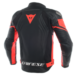 Giacca moto Dainese Racing 3 Perf. in pelle nero rosso fluo