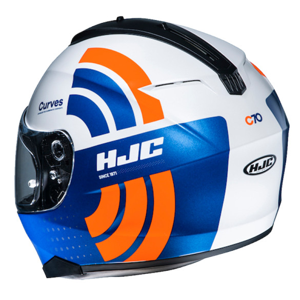Casco moto integrale Hjc C70 Curves Bianco Blu Arancione