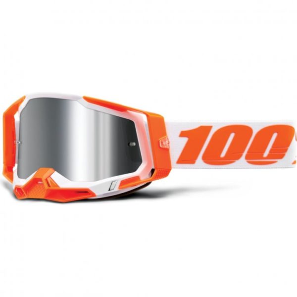 Maschera arancione 100% Racecraft 2, lente a specchio argento