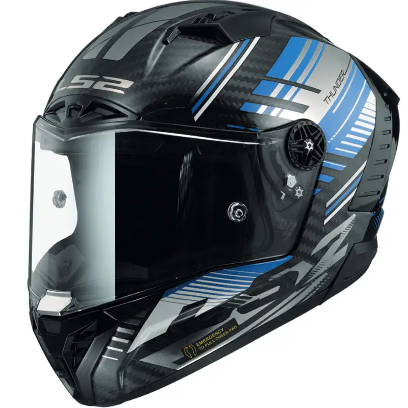 Casco integrale racing Ls2 Thunder C Volt FF805 Carbon Volt Blu Lucido