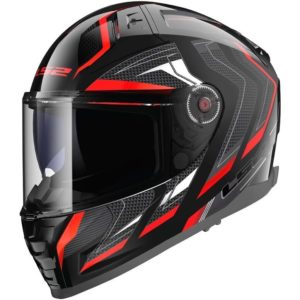 Casco moto integrale Ls2 Vector II Alizer Nero Rosso Fluo