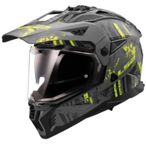 Casco moto Ls2 MX702 Pioneer 2 Crazy Nero Grigio Giallo Fluo