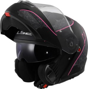 Casco moto modulare Ls2 Strobe II Lux Nero Opaco Rosa