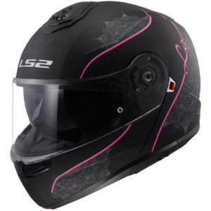 Casco moto modulare Ls2 Strobe II Lux Nero Opaco Rosa