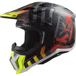 Casco cross Ls2 MX703 C X-Force Barrier Giallo Fluo Rosso