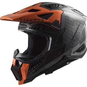 Casco cross Ls2 MX703 C X-Force Victory Carbon Titanio Arancio