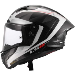 Casco integrale Ls2 FF805 Thunder C Gp Aero Raute Carbon Bianco Grigio