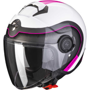 Casco jet Scorpion Exo-city Bianco Nero Fucsia