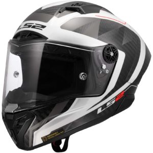 Casco integrale Ls2 FF805 Thunder C Gp Aero Raute Carbon Bianco Grigio