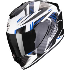 Casco moto integrale Scorpion Exo 1400 Evo Air Shell Bianco Blu