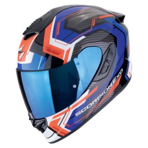 Casco moto integrale Scorpion Exo 1400 Evo II Air Linart Nero Blu Rosso