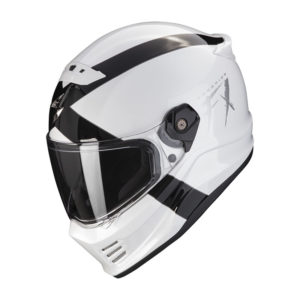 Casco moto integrale Scorpion Covert Fx Gallus In Fibra Bianco Nero