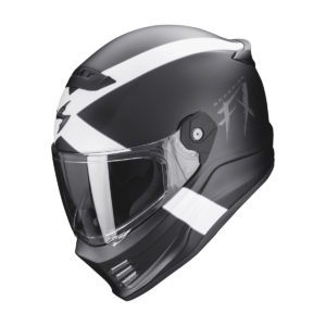 Casco moto integrale Scorpion Covert Fx Gallus In Fibra Nero Bianco