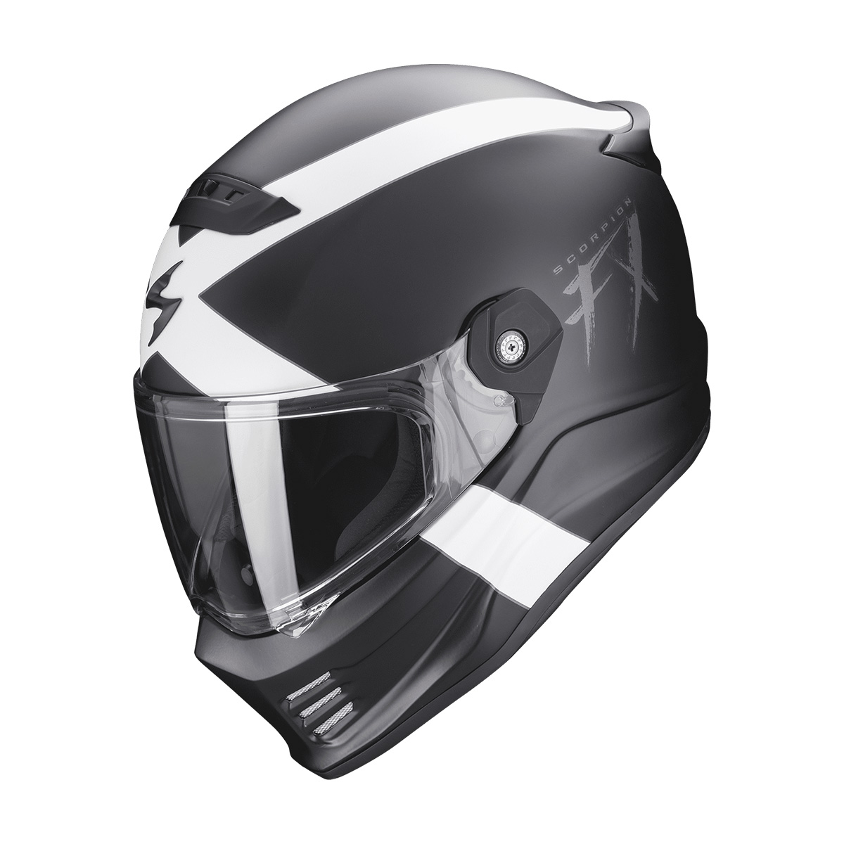 Casco moto integrale Scorpion Covert Fx Gallus In Fibra Nero Bianco