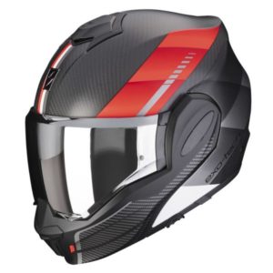 Casco modulare Scorpion Exo Tech Evo Carbon Genus Nero Rosso Opaco