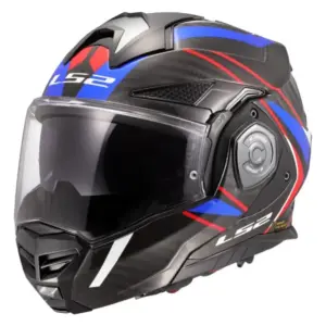 Casco moto modulare Ls2 Advant X Carbon Future II Bianco Blu