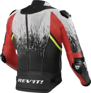 Giacca moto pelle estiva Revit Quantum 2 Pro Air Bianco Neon Rosso