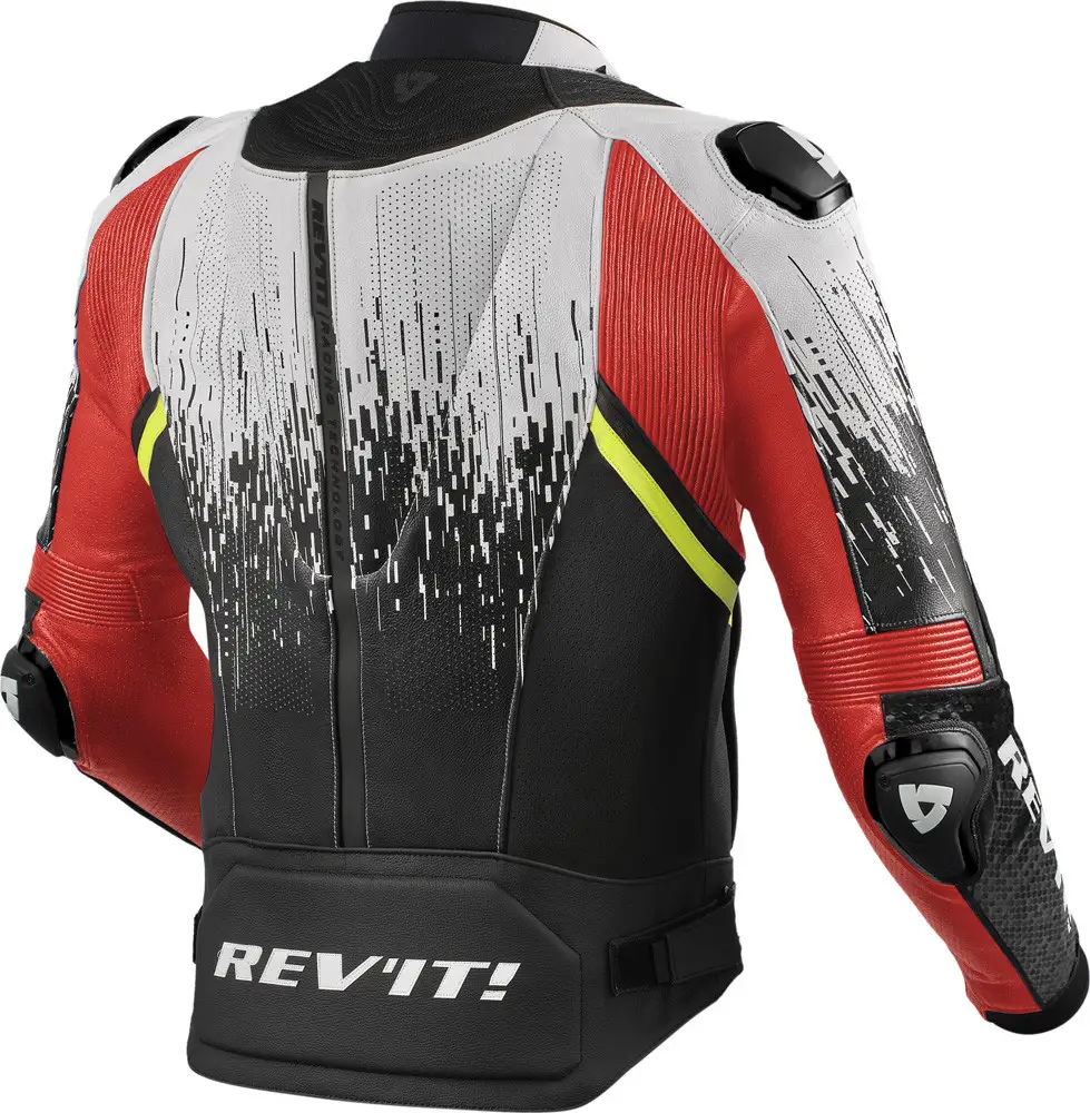 Giacca moto pelle estiva Revit Quantum 2 Pro Air Bianco Neon Rosso