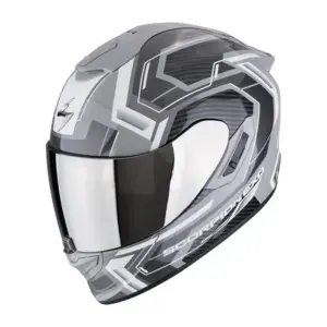 Casco moto integrale Scorpion Exo-1400 Evo II Air Linart Grigio Bianco