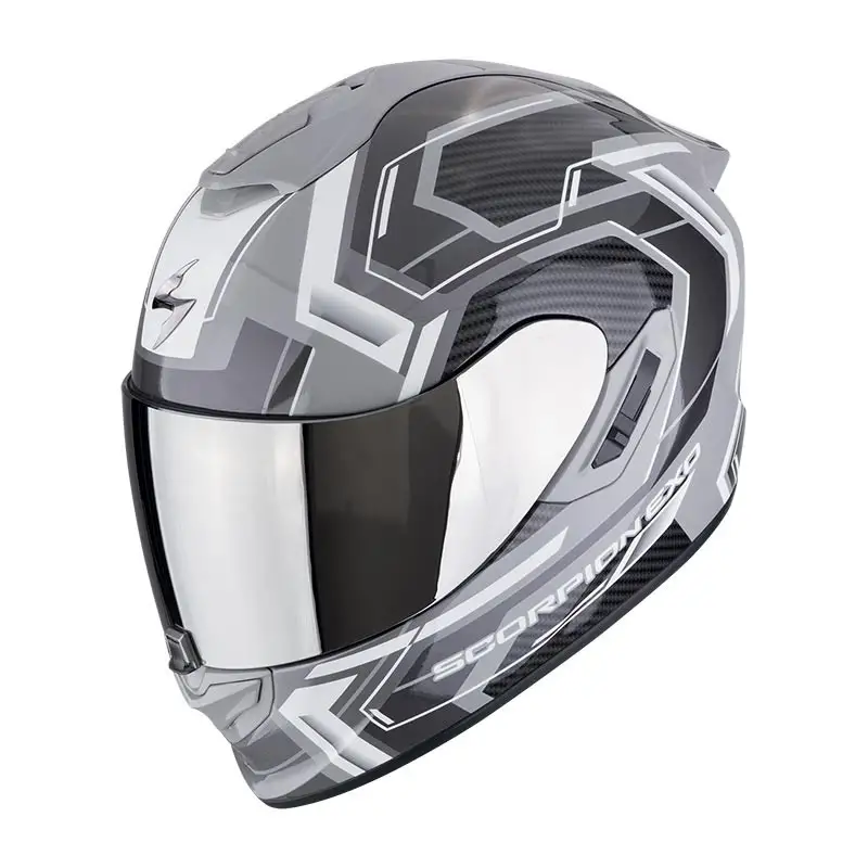 Casco moto integrale Scorpion Exo-1400 Evo II Air Linart Grigio Bianco