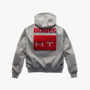 Giacca moto felpa uomo Blauer Easy Man Hoody Grigio Patch Rosso