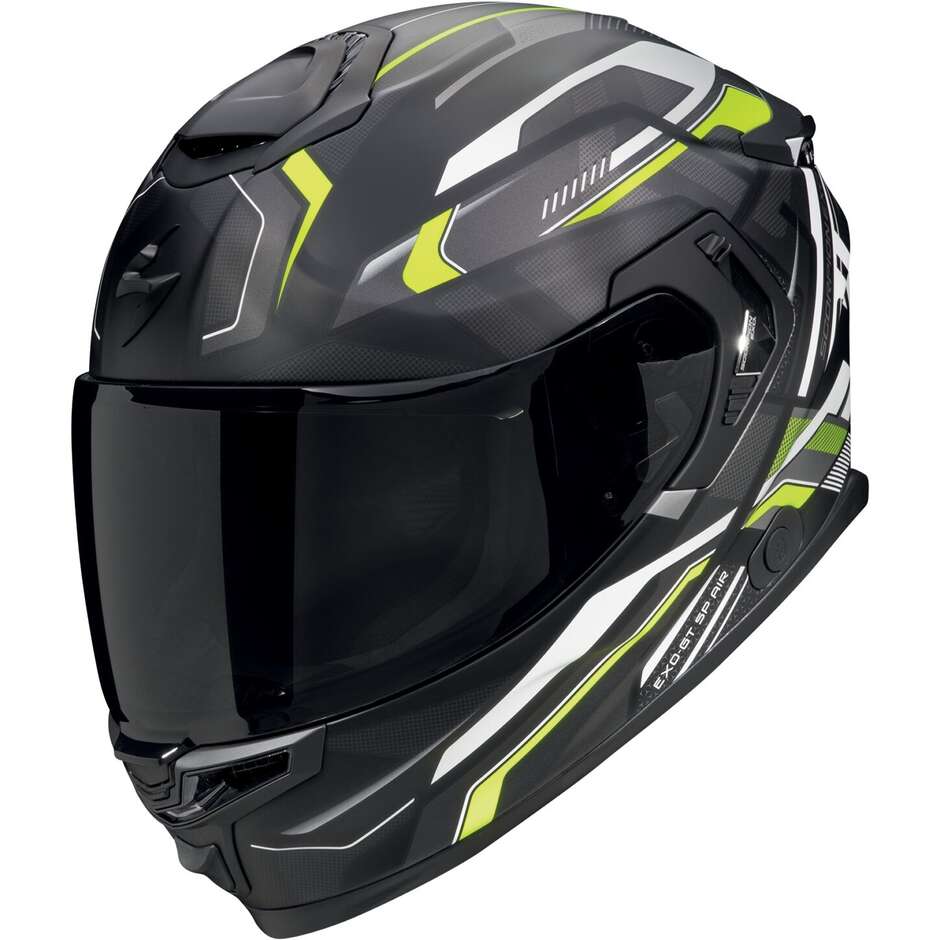 Casco moto integrale Scorpion Exo-Gt Sp Air Augusta Nero Opaco Giallo