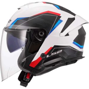 Casco moto jet Ls2 OF618 Verso II Air Bianco Blu Rosso
