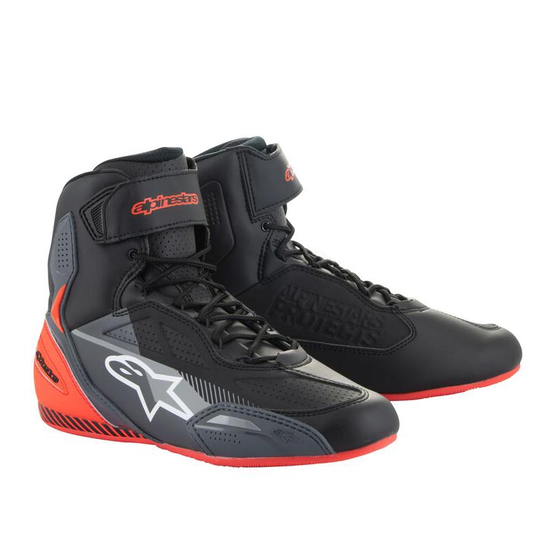 Scarpe moto Alpinestars Faster 3 Nero Grigio Rosso Fluo