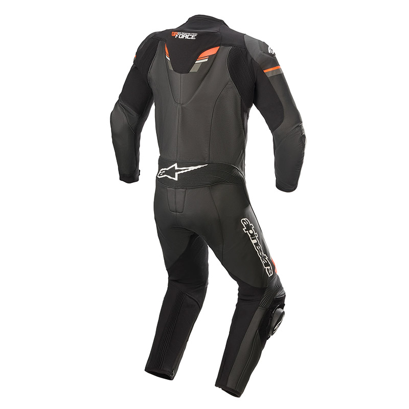 Tuta moto intera Gp Force Chaser Nero Rosso Fluo