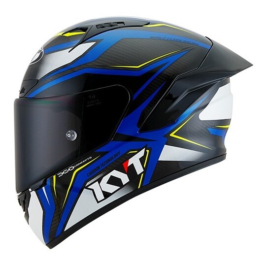 Casco moto integrale Kyt Nz-Race Carbon Stride Blu Bianco