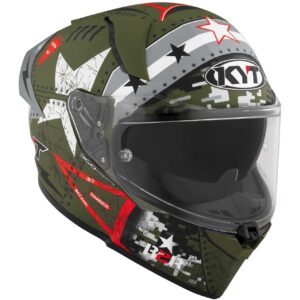 Casco moto integrale Kyt R2R Max Assault Verde Army Opaco