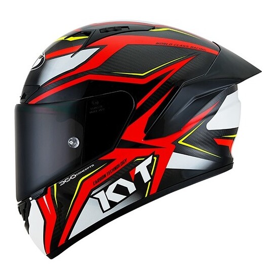 Casco moto integrale Kyt Nz-Race Carbon Stride Rosso Bianco