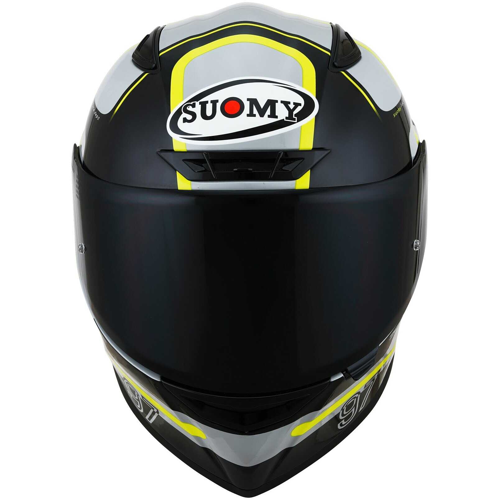 Casco moto integrale Suomy Track-1 Ninety Seven Grigio Lucido Giallo