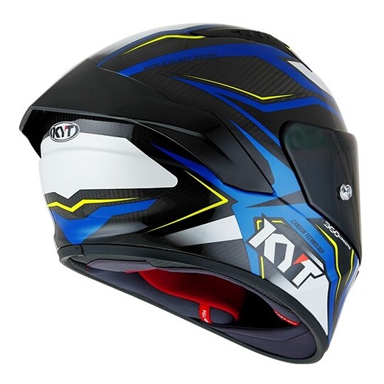 Casco moto integrale Kyt Nz-Race Carbon Stride Blu Bianco