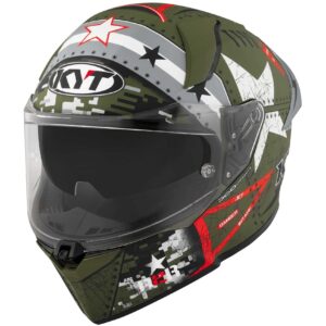 Casco moto integrale Kyt R2R Max Assault Verde Army Opaco