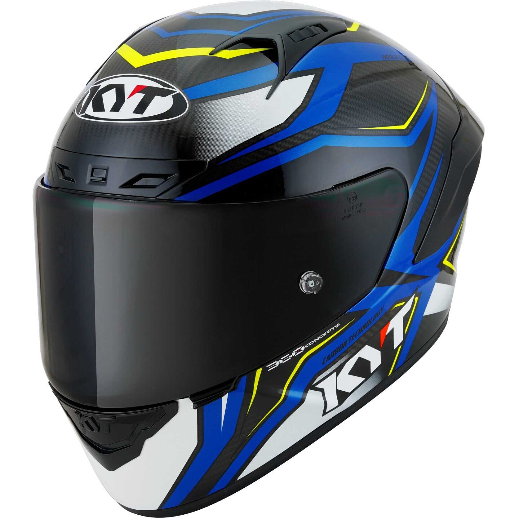 Casco moto integrale Kyt Nz-Race Carbon Stride Blu Bianco