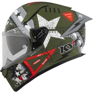 Casco moto integrale Kyt R2R Max Assault Verde Army Opaco