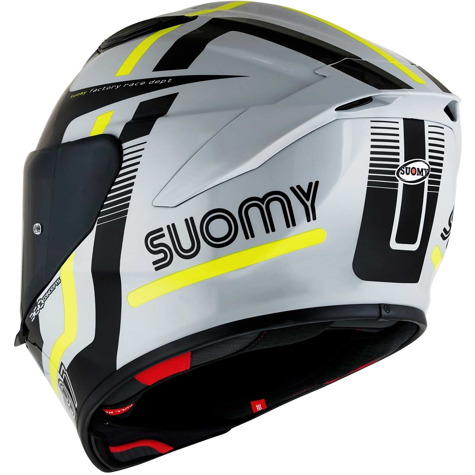 Casco moto integrale Suomy Track-1 Ninety Seven Grigio Lucido Giallo