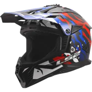 Casco cross Ls2 MX708 Fast II Grotesk Bianco Blu Rosso