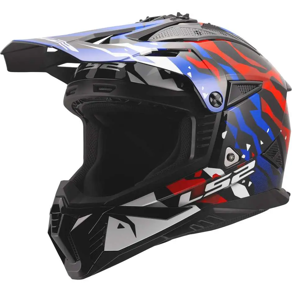 Casco cross Ls2 MX708 Fast II Grotesk Bianco Blu Rosso