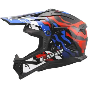 Casco cross Ls2 MX708 Fast II Grotesk Bianco Blu Rosso