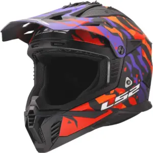Casco cross Ls2 MX708 Fast II Grotesk Viola Arancio