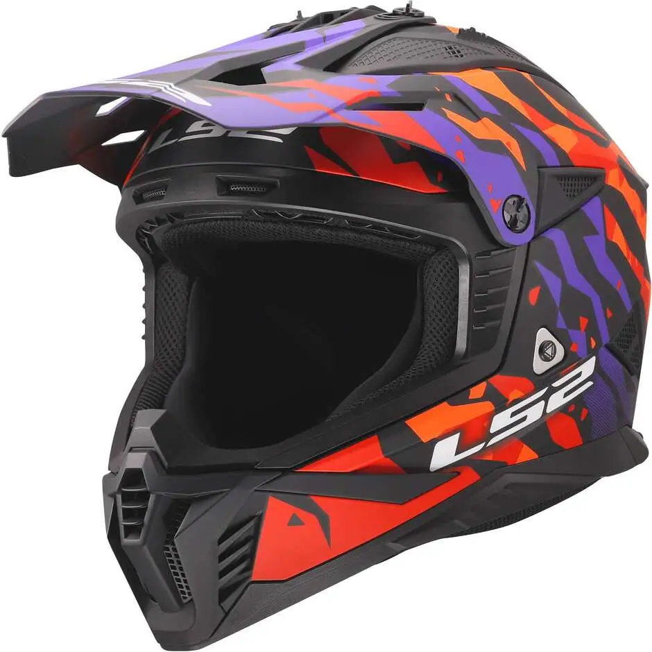 Casco cross Ls2 MX708 Fast II Grotesk Viola Arancio
