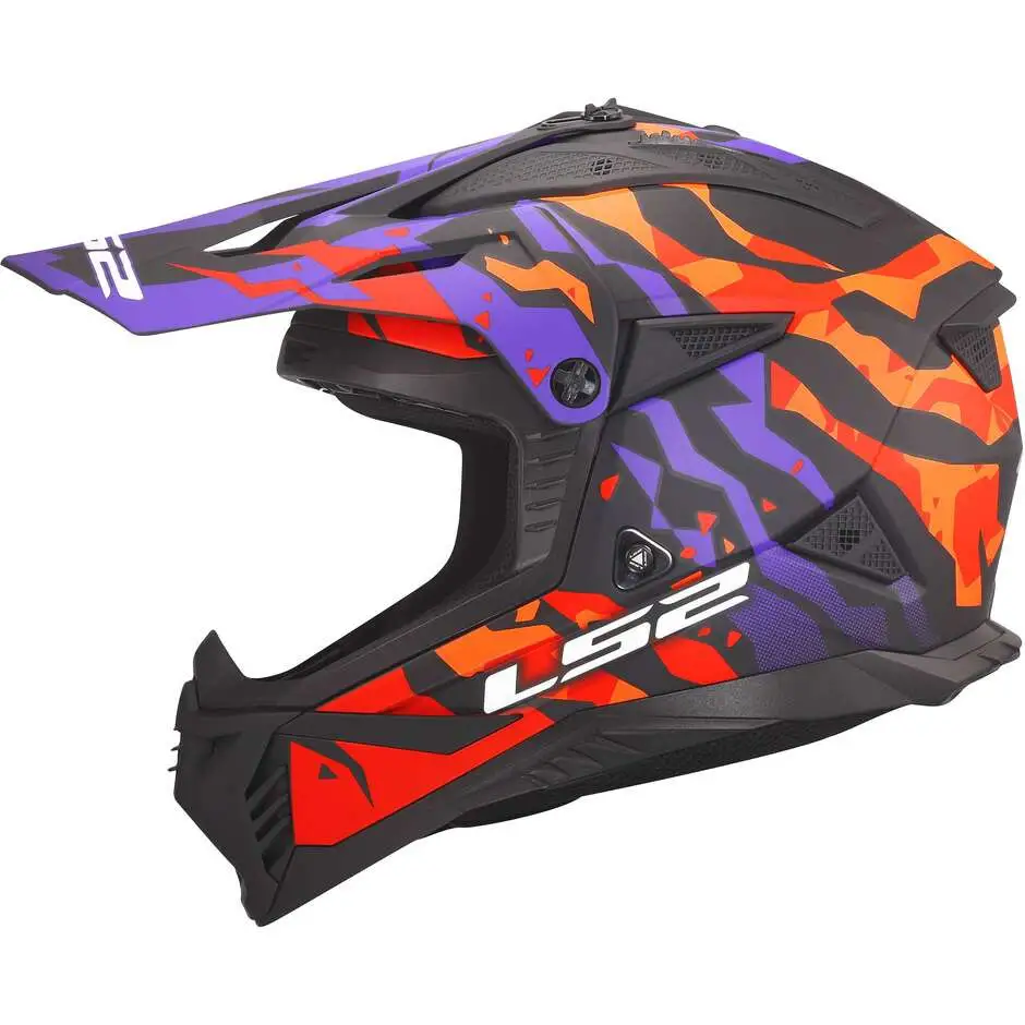 Casco cross Ls2 MX708 Fast II Grotesk Viola Arancio