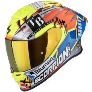 Casco integrale Scorpion Exo-R1 Evo II Air Aron Misano Giallo Neon Blu