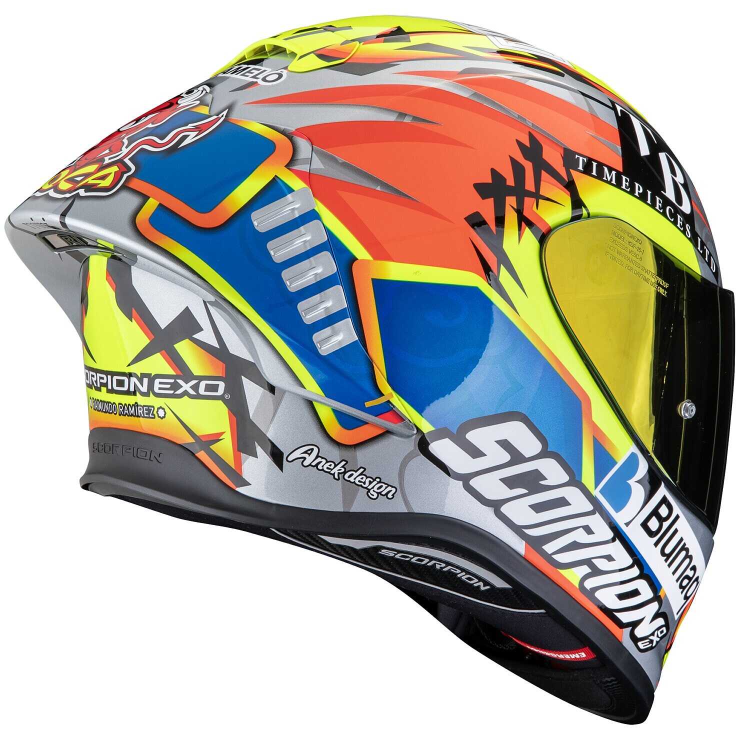 Casco integrale Scorpion Exo-R1 Evo II Air Aron Misano Giallo Neon Blu