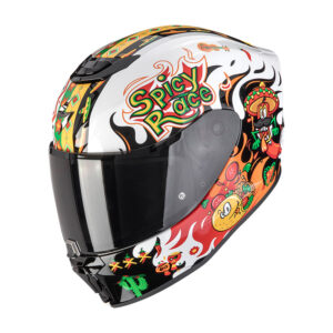 Casco integrale bimbo Scorpion Exo JNR Air Yucatan Bianco Arancio Nero