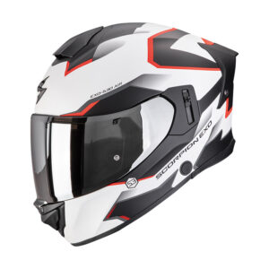 Casco moto integrale Scorpion Exo 530 Air Clip Bianco Opaco Rosso