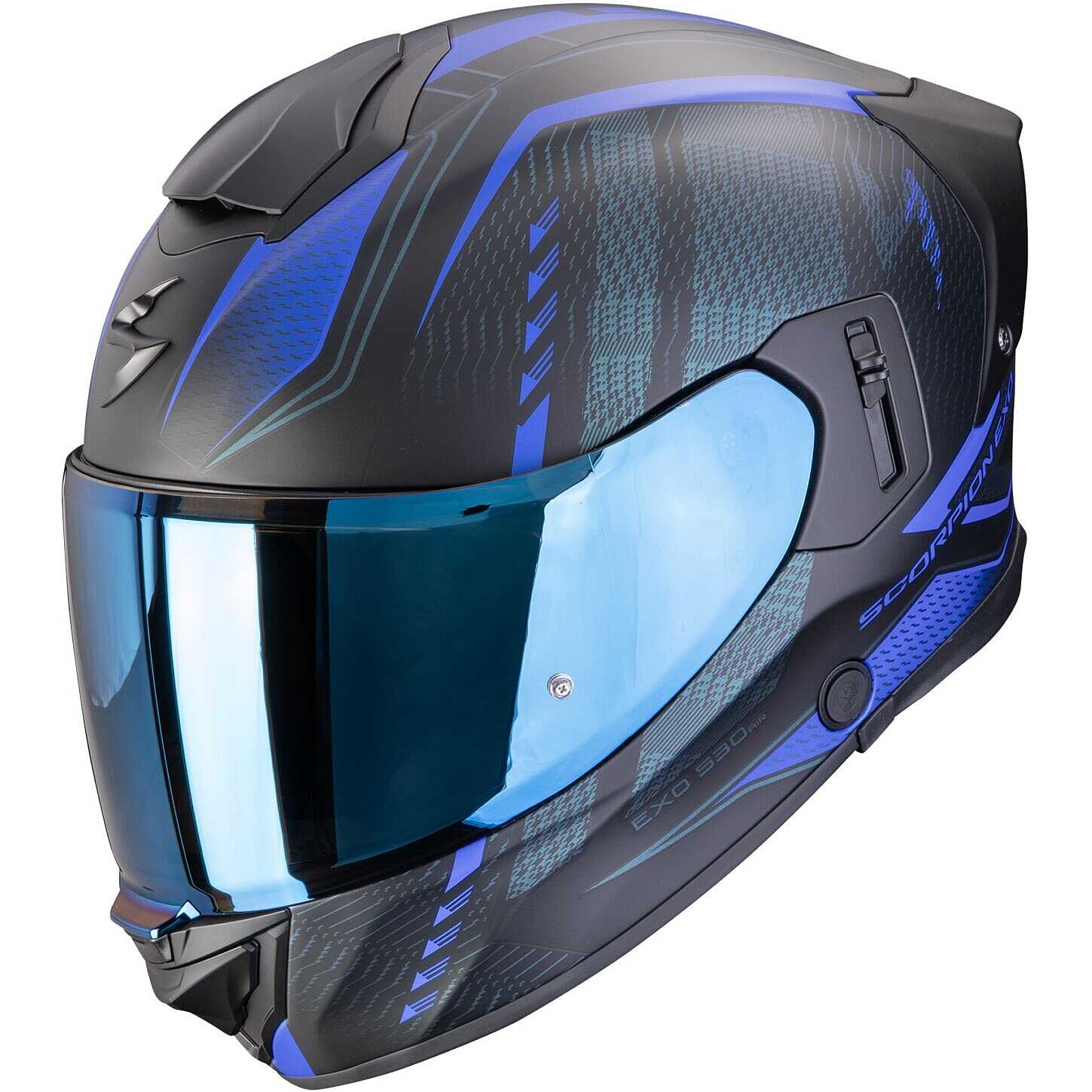Casco moto integrale Scorpion Exo 530 Air Theras Nero Opaco Blu