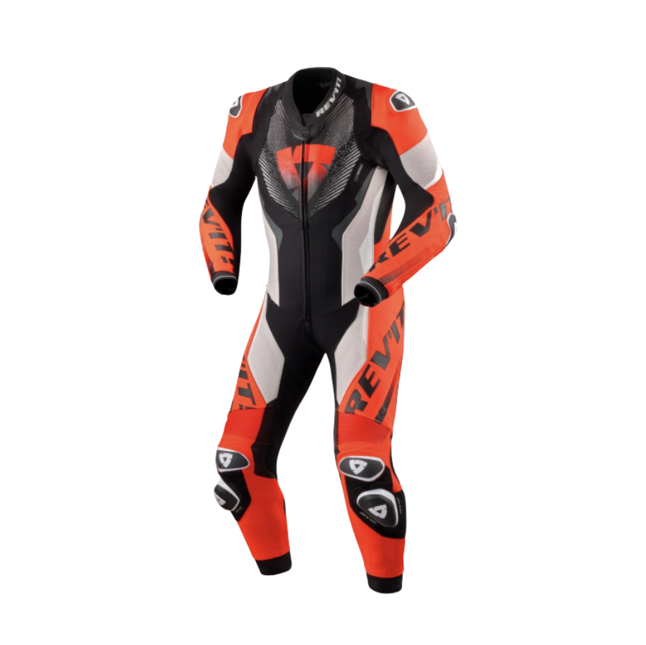 Tuta moto intera Revit Hyperspeed 3 Grigio Chiaro Rosso Neon